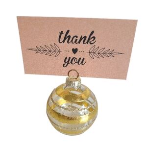 set of 11 gold ornament place card holders shiny brite-inspired
